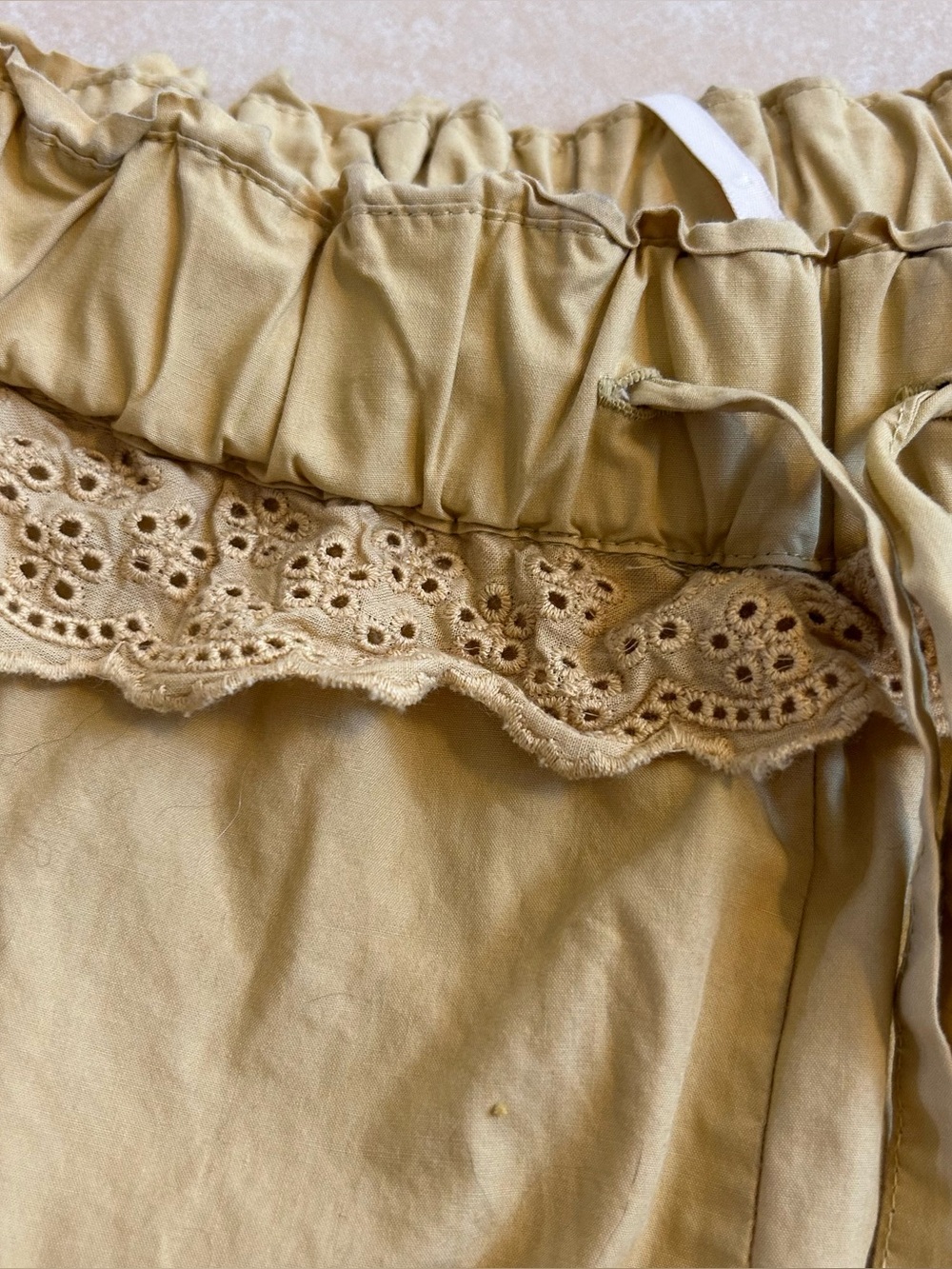 Free People Mustard Drawstring Harem Jogger Pants with Scallop Trim - Picture 5 of 14
